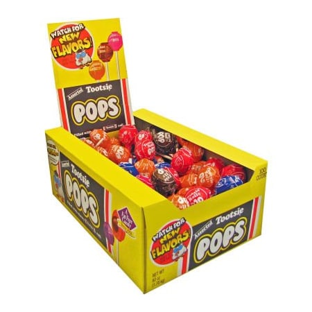 Tootsie Roll Tootsie Roll Tootsie Pops, 0.6 oz., Assorted Flavors, 100/Box TOO508